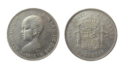 Alfonso XIII. 1891*1891. PGM. 5 pesetas. (AC. 98). 24,9 g. Limpiada. ...