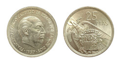 25 PESETAS. 1957*58. Preciosa y escasa. (CY 17861)