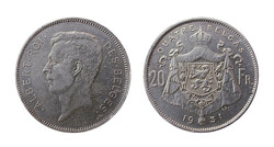 BELGICA 1931 20 FRANCOS Ag. 19,3 g. MBC+/EBC-