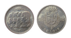 BELGICA 1951 100 FRANCOS Ag. 18,3 g. EBC