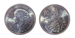 LUXEMBURGO 1929 10 FRANCOS Ag. SC. Bella. 13,3 g. SC