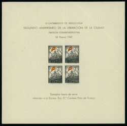 BARCELONA. Conjunto de 4 hojas bloque de gran tamaño (171 x 168), ...