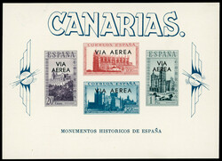 CANARIAS. H.B. MONUMENTOS SOBRECARGA VIA AEREA NEGRA. Nueva con plena ...