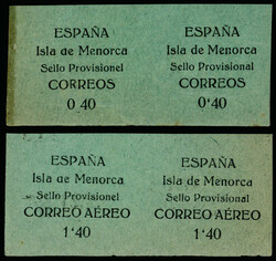 MENORCA. PROVISIONALES. Serie completa en pareja, ejemplar izquierdo, ...
