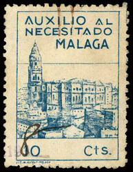MALAGA 80 cts s/10 cts azul. HABILITADO A MANO 8 sobre 1 quedando 80 ...