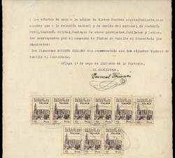 MALAGA 10 PTAS. 9 ejemplares utilizados en documentos. Precioso y ...