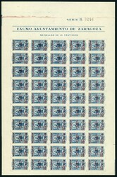 ZARAGOZA VIRGEN DEL PILAR, SOBRECARGA IMPRESA. También al dorso ...