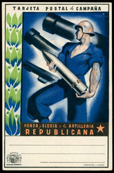 HONOR Y GLORIA A LA ARTILLERIA REPUBLICANA. Rarísima.