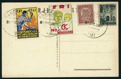 ASÍ ES ESPAÑA. Con sellos y viñetas al dorso, matasellos Barcelona ...