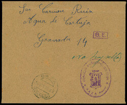 1939 (10 Abr). BAZA/GRANADA. Manuscrito no hay sellos y sello del ...