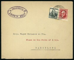 HUESCA. 1936. BARBASTRO/BARCELONA. Matasellos fecha y al dorso escasa ...