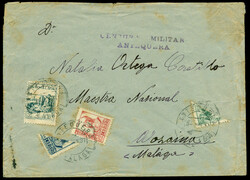 MALAGA. 1937. ANTEQUERA/ALOZAINA. Rarísimo franqueo con sello de una ...