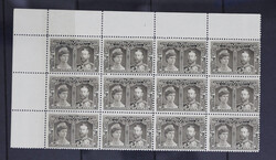 1908 ½c sepia Quebec Centenary top left corner block of 12 (4x3), ...
