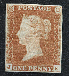 1841 Q.V. 1d Red Brown four margins superb unused