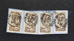 1934 K.G.V 2s.6d chocolate-brown Seahorse (4) used on piece with ...