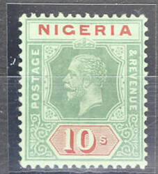 1914/29 K.G.V 10s green & red/blue-green SG11 Cat.£180 fine used , ...