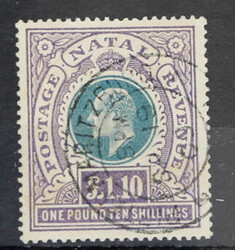 NATAL 1902 K.E.VII £1.10s green & violet fine used, SG143 Cat.£160  ...