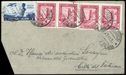 1936 - 20 cent. Pittorica, dent. 14, due coppie, 1 lira posta aerea ...