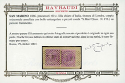 1866 - 60 cent. De La Rue, tiratura di Londra (Regno L21 RSM F7L), ...