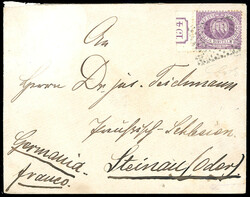 1889 - 40 cent. lilla scuro Stemma (7), bordo di foglio, con gran ...