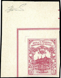 1916 - 10 + 5 cent. Croce Rossa, non emesso, non dentellato (CEI 50Aa ...