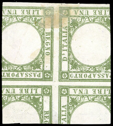 PROVE 1861 - 1/2 tornese, prova di macchina in nero, su carta sottile ...