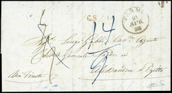 1858 - Lettera non affrancata da Parma 21/4/1858 ad Alessandria ...