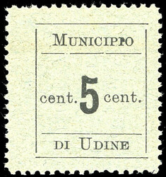 UDINE 1918 - 5 cent., dentellato su tutti e quattro i lati (1a), ...