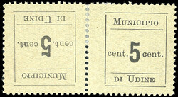 UDINE 1918 - 5 cent., coppia orizzontale tète-bèche con i ...