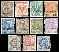 LA CANEA 1905 - Soprastampati, serie completa (3/13), gomma originale ...