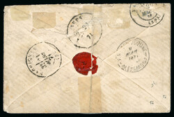 1871, mixed franking on cover from Alexandria to France with 20c blue ...