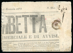 10pa Dull lilac, BISECT neatly tied on 1872 (5.6) on folded part page ...