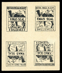 1932 Essay for the British Forces "Christmas Seals": 3m black on grey ...