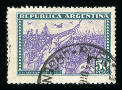 1930 Victory March 20p yellow-green and blue and 50p dark green and ...