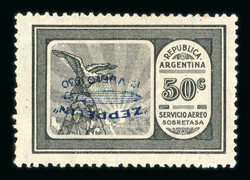 1930 50c with blue Zeppelin overprint inverted, mint l.h., fine, with ...