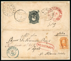 1878 registered opened-out envelope to Napoli, Italy franked ...