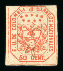 1863 50c red error of colour (instead of green), full to clear ...