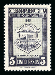 1934 3rd National Olympic Games 5p Arms and 10p Condor hinged mint, ...