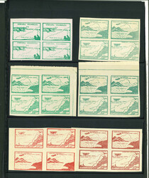 1920 (March) group with 10c green blocks of four of 'Waving Pilot' ...