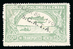 1921 "Valor 30 ctvos, S.C.A.D.T.A." on 50c pale green airmail ...