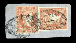 1855-56, The Codina study lot of mint and used "Y 1/4" surcharge on ...