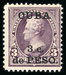 1899 3c. de Peso on 3c Jackson mint l.h. from the special printing in ...