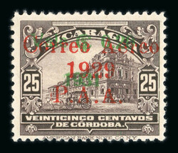 1931 Provisional Managua Earthquake overprint 15c on 25c black-brown ...