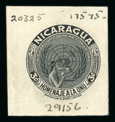 1953 Tribute to the United Nations group of 18 black proofs, each for ...