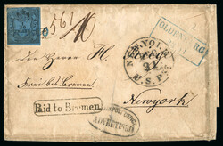 1850s incoming wrapper from Oldenburg, GE with 1854 1/30th Mi.2 type ...