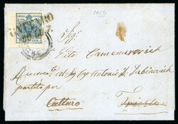 1854, Faltbrief frankiert 9Kr HP Ty III Eckrandstück, geschrieben in ...