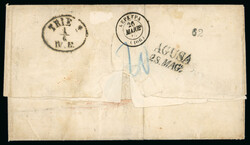 1864-66, Folded letter franked 1863 10Kr bearing each CASTELNUOVO 18 ...