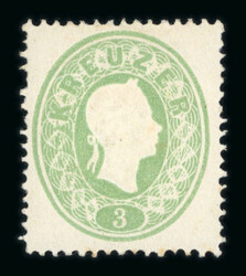 1860-61, 3Kr gelblichgrün, ungebraucht, farbfrisch, Prachtstück, ...