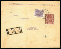 1925, Rekommandierter Brief von Wien frankiert mit 1000K + seltener ...