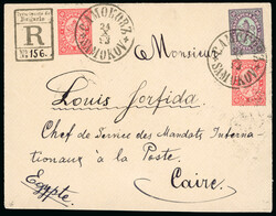 1893, Registered envelope franked 3rd issue 10St (2) + 30St bearing ...